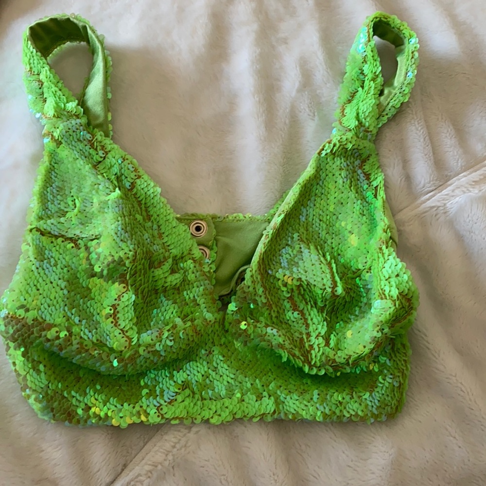 Lime Green sequin bralette